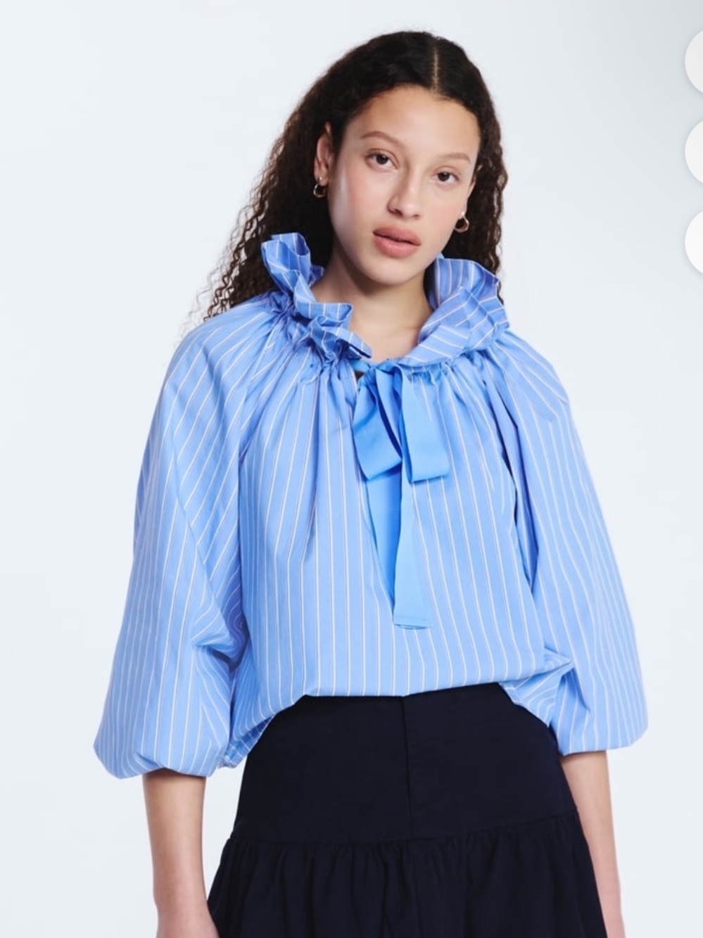 Free Assembly Blue & White Striped Blouse